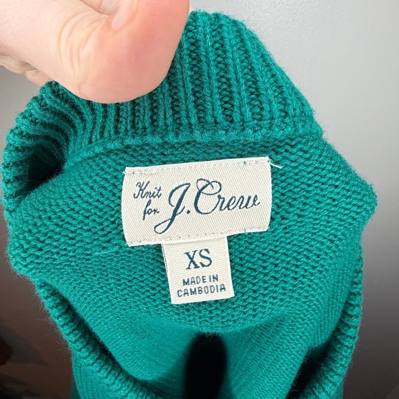 J. Crew Knit for J. Crew Teal Green Cotton Crew Neck Sweater XS - Picture 5 of 8